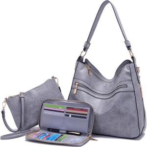 imageWomen Large Crossbody Bags Ladies Satchel Shoulder Handbags Purse and Wallet Set for Women Totes Hobo PursesLightgrey