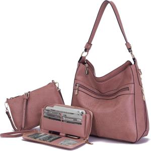 imageWomen Large Crossbody Bags Ladies Satchel Shoulder Handbags Purse and Wallet Set for Women Totes Hobo PursesPink
