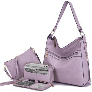 imageWomen Large Crossbody Bags Ladies Satchel Shoulder Handbags Purse and Wallet Set for Women Totes Hobo PursesPurple