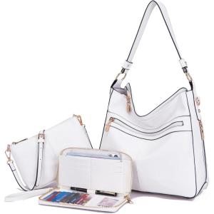 imageWomen Large Crossbody Bags Ladies Satchel Shoulder Handbags Purse and Wallet Set for Women Totes Hobo PursesWhite