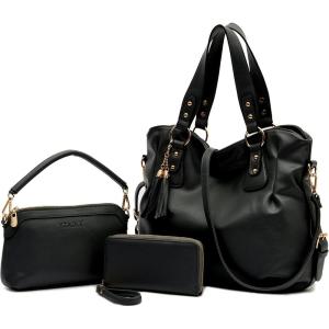 imageWomen Large Crossbody Bags Ladies Satchel Shoulder Handbags Purse and Wallet Set for Women Totes Hobo PursesYblack