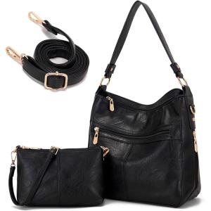 imageWomen Large Crossbody Bags Ladies Satchel Shoulder Handbags Purse and Wallet Set for Women Totes Hobo PursesYzbblack