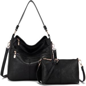 imageWomen Large Crossbody Bags Ladies Satchel Shoulder Handbags Purse and Wallet Set for Women Totes Hobo PursesZblacka
