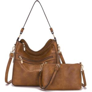 imageWomen Large Crossbody Bags Ladies Satchel Shoulder Handbags Purse and Wallet Set for Women Totes Hobo PursesZbrown