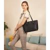 imageYZAOLL Purses for Women Faux Leather Medium Large Tote Satchel Shoulder Purse Handbag Wallet setBlack
