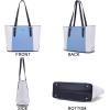 imageYZAOLL Purses for Women Faux Leather Medium Large Tote Satchel Shoulder Purse Handbag Wallet setBluewhite2pcs