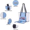 imageYZAOLL Purses for Women Faux Leather Medium Large Tote Satchel Shoulder Purse Handbag Wallet setBluewhite2pcs