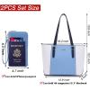 imageYZAOLL Purses for Women Faux Leather Medium Large Tote Satchel Shoulder Purse Handbag Wallet setBluewhite2pcs