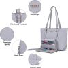 imageYZAOLL Purses for Women Faux Leather Medium Large Tote Satchel Shoulder Purse Handbag Wallet setByungrey