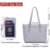 imageYZAOLL Purses for Women Faux Leather Medium Large Tote Satchel Shoulder Purse Handbag Wallet setByungrey