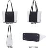 imageYZAOLL Purses for Women Faux Leather Medium Large Tote Satchel Shoulder Purse Handbag Wallet setCblackwhite