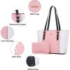 imageYZAOLL Purses for Women Faux Leather Medium Large Tote Satchel Shoulder Purse Handbag Wallet setCpinkwhite