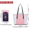 imageYZAOLL Purses for Women Faux Leather Medium Large Tote Satchel Shoulder Purse Handbag Wallet setCpinkwhite