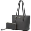 imageYZAOLL Purses for Women Faux Leather Medium Large Tote Satchel Shoulder Purse Handbag Wallet setDarkgrey