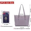 imageYZAOLL Purses for Women Faux Leather Medium Large Tote Satchel Shoulder Purse Handbag Wallet setNewpurple2pcs