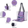 imageYZAOLL Purses for Women Faux Leather Medium Large Tote Satchel Shoulder Purse Handbag Wallet setPurplewhite2pcs