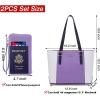 imageYZAOLL Purses for Women Faux Leather Medium Large Tote Satchel Shoulder Purse Handbag Wallet setPurplewhite2pcs