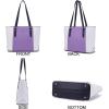 imageYZAOLL Purses for Women Faux Leather Medium Large Tote Satchel Shoulder Purse Handbag Wallet setPurplewhite2pcs