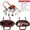 imageYZAOLL Purses for Women Faux Leather Medium Large Tote Satchel Shoulder Purse Handbag Wallet setQbrownwhite