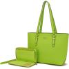 imageYZAOLL Purses for Women Faux Leather Medium Large Tote Satchel Shoulder Purse Handbag Wallet setQcaogreen