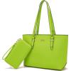 imageYZAOLL Purses for Women Faux Leather Medium Large Tote Satchel Shoulder Purse Handbag Wallet setQcaogreen
