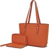 imageYZAOLL Purses for Women Faux Leather Medium Large Tote Satchel Shoulder Purse Handbag Wallet setQorange