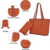 imageYZAOLL Purses for Women Faux Leather Medium Large Tote Satchel Shoulder Purse Handbag Wallet setQorange