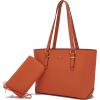 imageYZAOLL Purses for Women Faux Leather Medium Large Tote Satchel Shoulder Purse Handbag Wallet setQorange