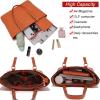 imageYZAOLL Purses for Women Faux Leather Medium Large Tote Satchel Shoulder Purse Handbag Wallet setQorange