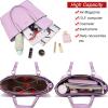 imageYZAOLL Purses for Women Faux Leather Medium Large Tote Satchel Shoulder Purse Handbag Wallet setQqianpurple