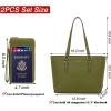 imageYZAOLL Purses for Women Faux Leather Medium Large Tote Satchel Shoulder Purse Handbag Wallet setQtaigreen