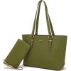 imageYZAOLL Purses for Women Faux Leather Medium Large Tote Satchel Shoulder Purse Handbag Wallet setQtaigreen