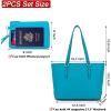 imageYZAOLL Purses for Women Faux Leather Medium Large Tote Satchel Shoulder Purse Handbag Wallet setYmngblue
