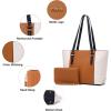 imageYZAOLL Purses for Women PU Leather Medium Tote Satchel Handbags with Matching Wrist Bag setCbrownbeige