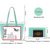 imageYZAOLL Purses for Women PU Leather Medium Tote Satchel Handbags with Matching Wrist Bag setLightgreen
