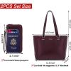 imageYZAOLL Purses for Women PU Leather Medium Tote Satchel Handbags with Matching Wrist Bag setNburgundy2pcs