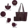 imageYZAOLL Purses for Women PU Leather Medium Tote Satchel Handbags with Matching Wrist Bag setNburgundy2pcs