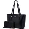 imageYZAOLL Purses for Women PU Leather Medium Tote Satchel Handbags with Matching Wrist Bag setNewblack2pcs