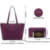imageYZAOLL Purses for Women PU Leather Medium Tote Satchel Handbags with Matching Wrist Bag setPurple