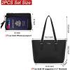 imageYZAOLL Purses for Women PU Leather Medium Tote Satchel Handbags with Matching Wrist Bag setYablack