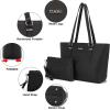 imageYZAOLL Purses for Women PU Leather Medium Tote Satchel Handbags with Matching Wrist Bag setYablack