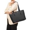imageYZAOLL Purses for Women PU Leather Medium Tote Satchel Handbags with Matching Wrist Bag setYablack