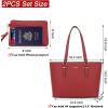 imageYZAOLL Purses for Women PU Leather Medium Tote Satchel Handbags with Matching Wrist Bag setYanred
