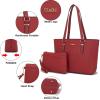 imageYZAOLL Purses for Women PU Leather Medium Tote Satchel Handbags with Matching Wrist Bag setYanred