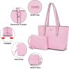 imageYZAOLL Purses for Women PU Leather Medium Tote Satchel Handbags with Matching Wrist Bag setYnenpink