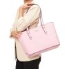 imageYZAOLL Purses for Women PU Leather Medium Tote Satchel Handbags with Matching Wrist Bag setYnenpink