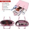 imageYZAOLL Purses for Women PU Leather Medium Tote Satchel Handbags with Matching Wrist Bag setYnenpink