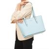 imageYZAOLL Purses for Women PU Leather Medium Tote Satchel Handbags with Matching Wrist Bag setYwaterblue