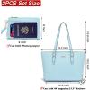 imageYZAOLL Purses for Women PU Leather Medium Tote Satchel Handbags with Matching Wrist Bag setYwaterblue