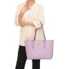 imageYZAOLL Purses for Women PU Leather Medium Tote Satchel Handbags with Matching Wrist Bag setYyanpurple